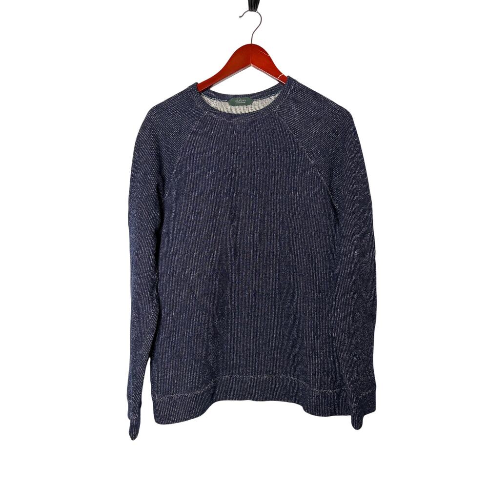 Slowear Zanone Navy blue white grain wool cotton crewneck sz M